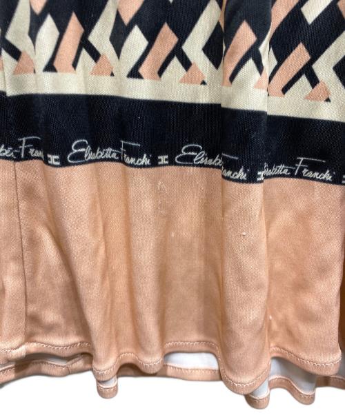 ELISABETTA FRANCHI（エリザベッタフランキ）ELISABETTA FRANCHI (エリザベッタフランキ) 総柄ワンピース ピンク×ブラック サイズ:SIZE 40の古着・服飾アイテム