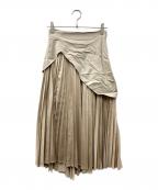 THE PERMANENT EYEザ パーマネント アイ）の古着「leather like satin pleats skirt ロングスカート」｜ベージュ