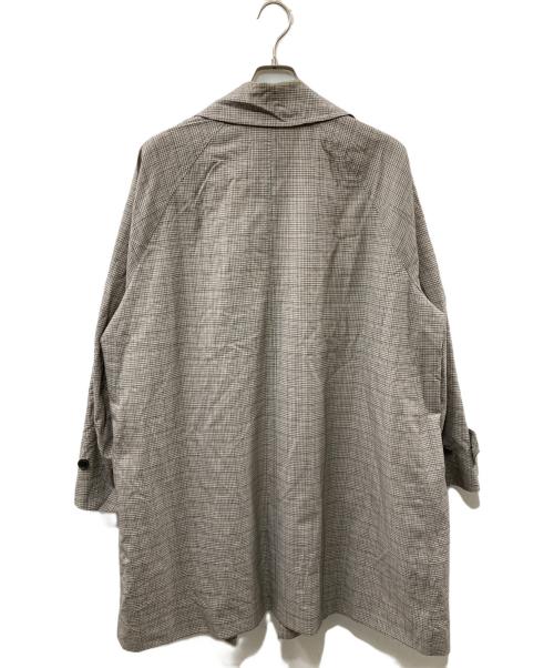 URU（ウル）uru (ウル) ボタンレスチェックコート ベージュ×グレー サイズ:2の古着・服飾アイテム