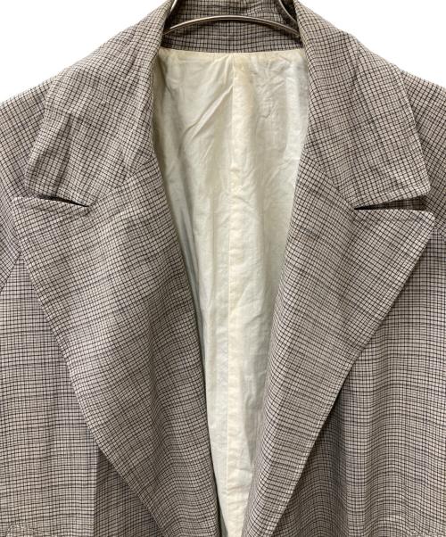 URU（ウル）uru (ウル) ボタンレスチェックコート ベージュ×グレー サイズ:2の古着・服飾アイテム