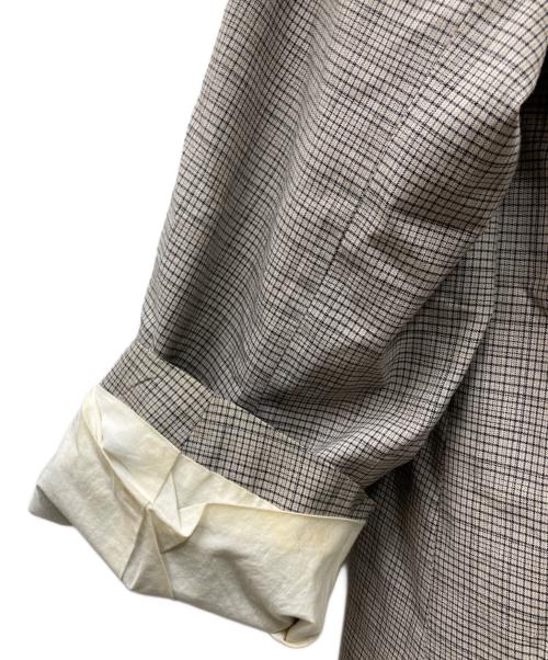 URU（ウル）uru (ウル) ボタンレスチェックコート ベージュ×グレー サイズ:2の古着・服飾アイテム