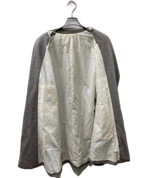 URU（ウル）uru (ウル) ボタンレスチェックコート ベージュ×グレー サイズ:2の古着・服飾アイテム