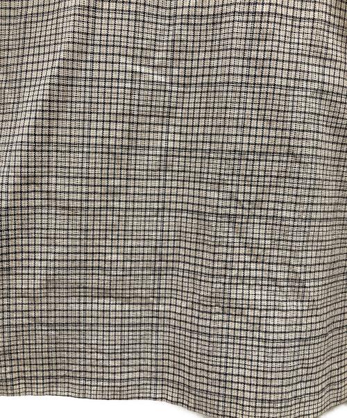 URU（ウル）uru (ウル) ボタンレスチェックコート ベージュ×グレー サイズ:2の古着・服飾アイテム