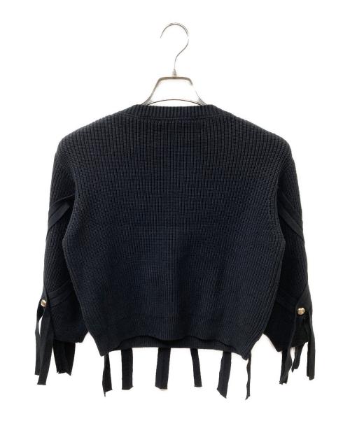 ELISABETTA FRANCHI（エリザベッタフランキ）ELISABETTA FRANCHI (エリザベッタフランキ) ボタンデザインニット ブラック×ゴールド サイズ:40の古着・服飾アイテム