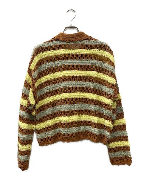 LEINWANDE（ラインヴァンド）LEINWANDE (ラインヴァンド) Crochet Jacket ブラウン×イエロー サイズ:Freeの古着・服飾アイテム