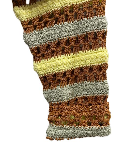 LEINWANDE（ラインヴァンド）LEINWANDE (ラインヴァンド) Crochet Jacket ブラウン×イエロー サイズ:Freeの古着・服飾アイテム