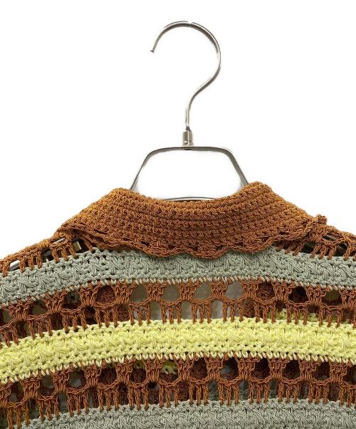 LEINWANDE（ラインヴァンド）LEINWANDE (ラインヴァンド) Crochet Jacket ブラウン×イエロー サイズ:Freeの古着・服飾アイテム