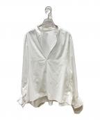 DES PRESデ プレ）の古着「コットンストレッチポプリン ボリュームスリーブブラウス」｜ホワイト