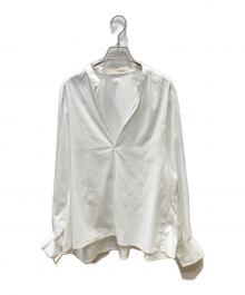 DES PRES（デ プレ）の古着「コットンストレッチポプリン ボリュームスリーブブラウス」｜ホワイト