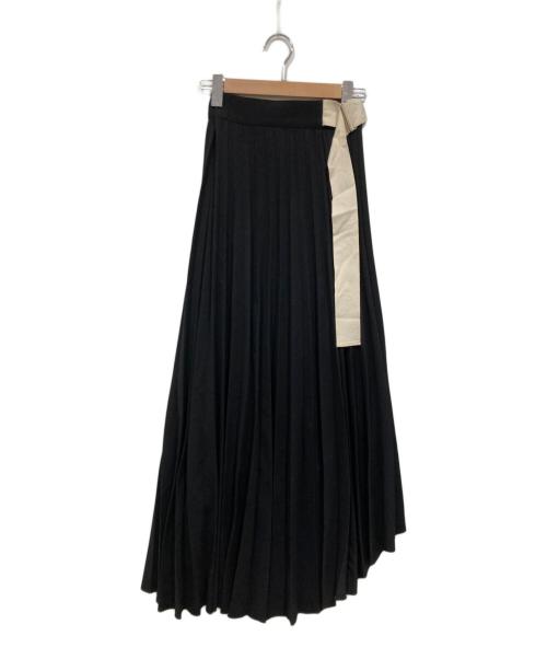 LEINWANDE（ラインヴァンド）LEINWANDE (ラインヴァンド) Pleats Wrapped Skirt  ラップスカート ブラック サイズ:Fの古着・服飾アイテム