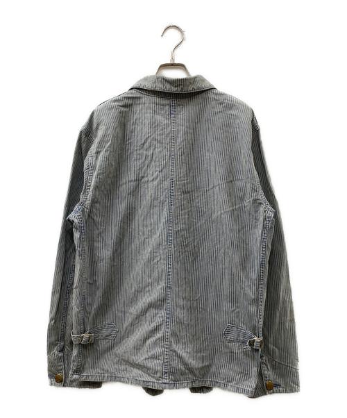 Trophy Clothing（トロフィークロージング）TROPHY CLOTHING (トロフィークロージング) ヒッコリーカバーオール ブルー×ホワイト サイズ:42の古着・服飾アイテム