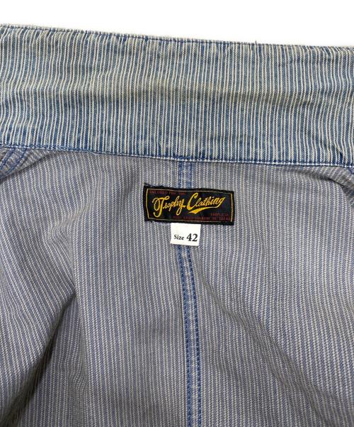 Trophy Clothing（トロフィークロージング）TROPHY CLOTHING (トロフィークロージング) ヒッコリーカバーオール ブルー×ホワイト サイズ:42の古着・服飾アイテム