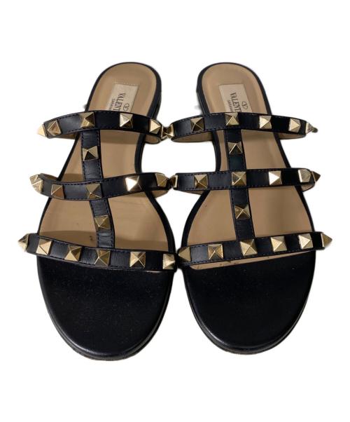 VALENTINO（ヴァレンティノ）VALENTINO (ヴァレンティノ) ロックスタッズサンダル ブラック サイズ:34 1/2の古着・服飾アイテム