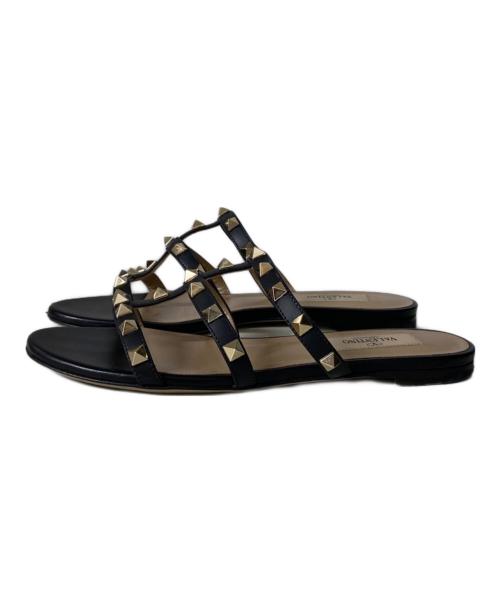 VALENTINO（ヴァレンティノ）VALENTINO (ヴァレンティノ) ロックスタッズサンダル ブラック サイズ:34 1/2の古着・服飾アイテム