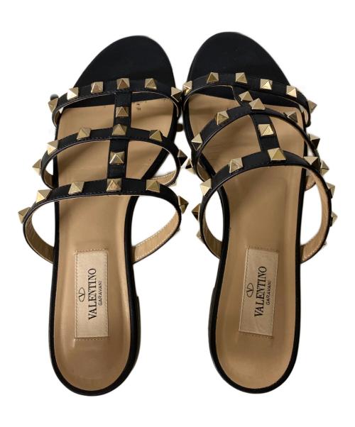 VALENTINO（ヴァレンティノ）VALENTINO (ヴァレンティノ) ロックスタッズサンダル ブラック サイズ:34 1/2の古着・服飾アイテム