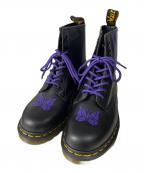 Dr.Martens×Needlesドクターマーチン×ニードルズ）の古着「1460 NEEDLES STRIPE 8 EYE BOOT レースアップブーツ」｜ブラック×パープル