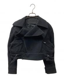 Yohji Yamamoto FEMME（ヨウジヤマモトファム）の古着「ウールショートダブルライダース」｜ブラック