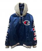 Champion×SUPREMEチャンピオン×シュプリーム）の古着「18AW Hooded Satin Varsity Jacket スタジャン」｜ネイビー