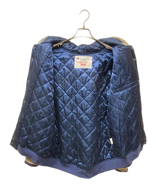 Champion（チャンピオン）Champion (チャンピオン) Supreme (シュプリーム) 18AW Hooded Satin Varsity Jacket スタジャン ネイビー サイズ:Lの古着・服飾アイテム