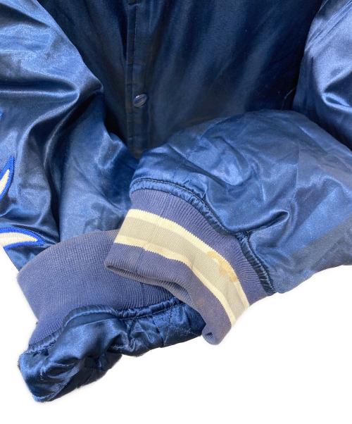 Champion（チャンピオン）Champion (チャンピオン) Supreme (シュプリーム) 18AW Hooded Satin Varsity Jacket スタジャン ネイビー サイズ:Lの古着・服飾アイテム