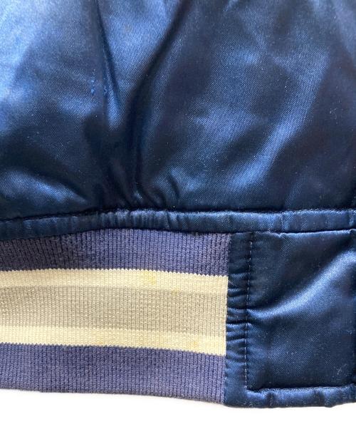 Champion（チャンピオン）Champion (チャンピオン) Supreme (シュプリーム) 18AW Hooded Satin Varsity Jacket スタジャン ネイビー サイズ:Lの古着・服飾アイテム