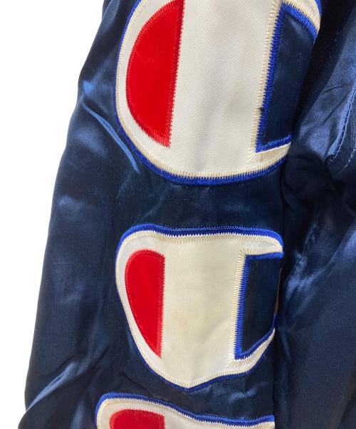 Champion（チャンピオン）Champion (チャンピオン) Supreme (シュプリーム) 18AW Hooded Satin Varsity Jacket スタジャン ネイビー サイズ:Lの古着・服飾アイテム