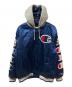 Champion（チャンピオン）の古着「18AW Hooded Satin Varsity Jacket スタジャン」｜ネイビー