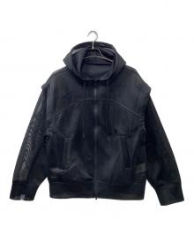 MAISON SPECIAL（メゾンスペシャル）の古着「2way See-through Hoodie ジップパーカー」｜ブラック