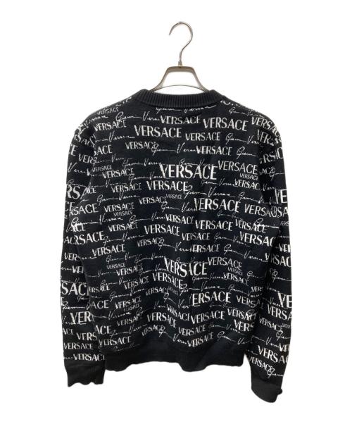 VERSACE（ヴェルサーチェ）VERSACE (ヴェルサーチェ) ジャガードロゴニット ブラック×ホワイト サイズ:52の古着・服飾アイテム