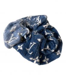 LOUIS VUITTON（ルイ ヴィトン）の古着「モノグラム シュシュデニム ヘアバンド」｜ホワイト×ブルー