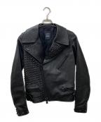 LIMI feuリミフゥ）の古着「ブラックスタッズ ダブル レザーライダースジャケット」｜ブラック