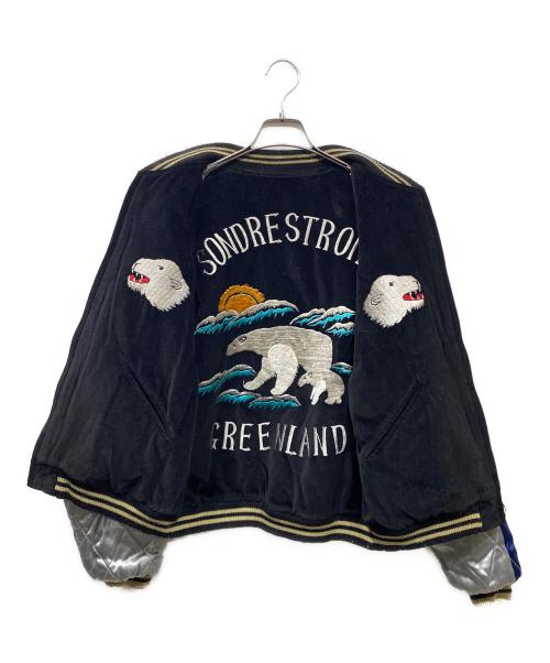 TAYLOR TOYO（テイラー トウヨウ）TAYLOR TOYO (テイラー トウヨウ) 別珍xサテン刺繍リバーシブルスカジャン ブルー×ブラック サイズ:SIZE Lの古着・服飾アイテム