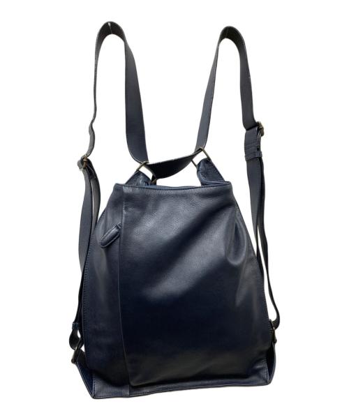 MOTHERHOUSE（マザーハウス）MOTHERHOUSE (マザーハウス) レザー スクエア 2WAYバッグ メッセンジャー ネイビーの古着・服飾アイテム