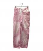 Open Sesame Clubオープンセサミクラブ）の古着「spray dyeingasymmetry denim デニムパンツ」｜ピンク×ホワイト