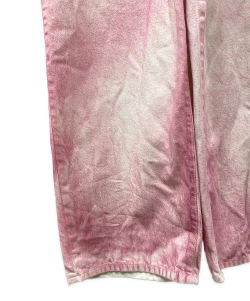Open Sesame Club（オープンセサミクラブ）OPEN SESAME CLUB (オープンセサミクラブ) spray dyeingasymmetry denim デニムパンツ ピンク×ホワイト サイズ:Freeの古着・服飾アイテム
