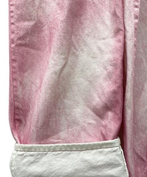 Open Sesame Club（オープンセサミクラブ）OPEN SESAME CLUB (オープンセサミクラブ) spray dyeingasymmetry denim デニムパンツ ピンク×ホワイト サイズ:Freeの古着・服飾アイテム