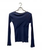 AURALEEオーラリー）の古着「HIGH GAUGE SHEER RIB BOAT NECK」｜ネイビー