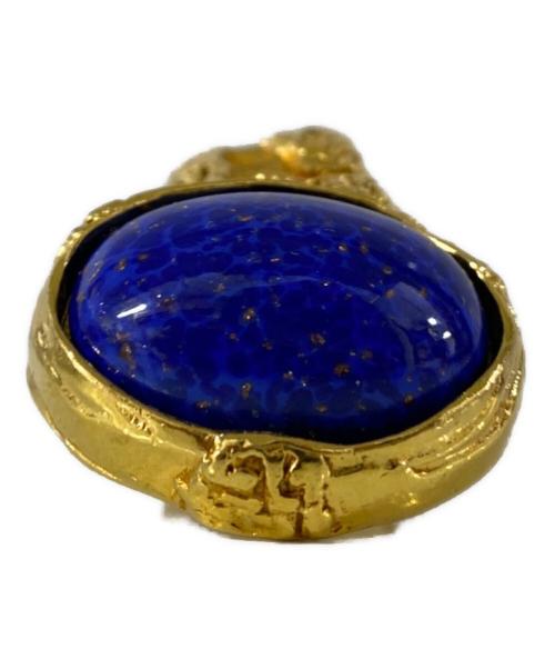 Yves Saint Laurent（イヴサンローラン）Yves Saint Laurent (イヴサンローラン) スカーフリング ゴールド×ブルー サイズ:13号の古着・服飾アイテム