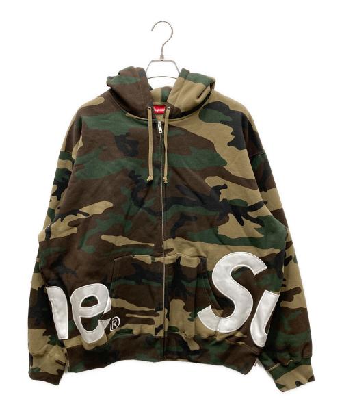 SUPREME（シュプリーム）Supreme (シュプリーム) 25ss Big Logo Zip Up Hooded Sweatshirt グリーン×ブラウン サイズ:XLの古着・服飾アイテム