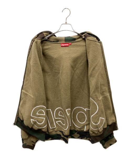 SUPREME（シュプリーム）Supreme (シュプリーム) 25ss Big Logo Zip Up Hooded Sweatshirt グリーン×ブラウン サイズ:XLの古着・服飾アイテム