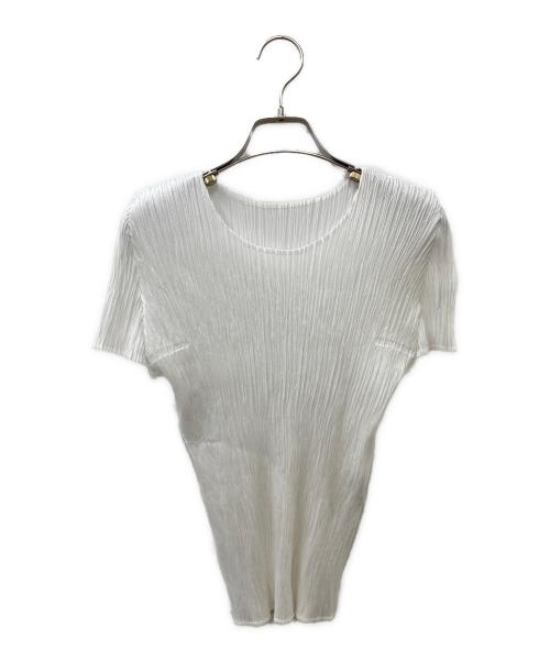 PLEATS PLEASE（プリーツプリーズ）PLEATS PLEASE (プリーツプリーズ) プリーツ半袖カットソー ホワイト サイズ:3の古着・服飾アイテム