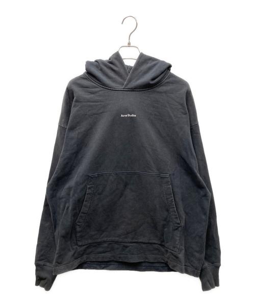 Acne studios（アクネ ストゥディオズ）ACNE STUDIOS (アクネ ストゥディオズ) ロゴプリントプルオーバーフーディ ブラック×ホワイト サイズ:Mの古着・服飾アイテム