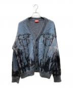 DIESELディーゼル）の古着「M-RODI モヘアニットカーディガン」｜ブルー×ブラック