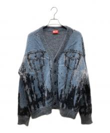 DIESEL（ディーゼル）の古着「M-RODI モヘアニットカーディガン」｜ブルー×ブラック