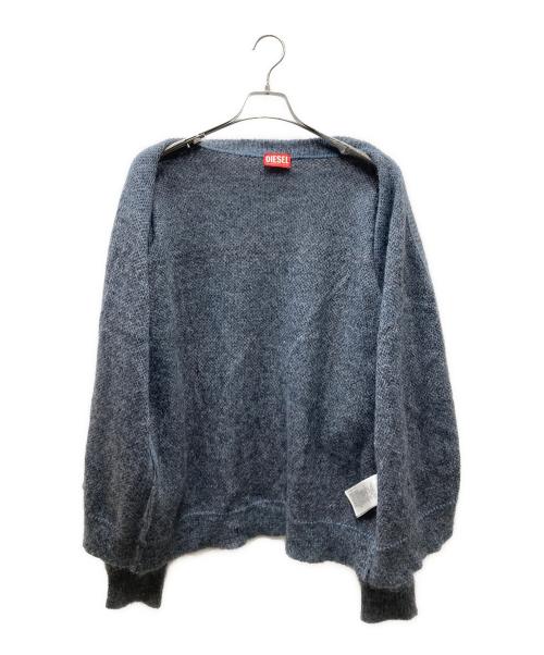DIESEL（ディーゼル）DIESEL (ディーゼル) M-RODI モヘアニットカーディガン ブルー×ブラック サイズ:SIZE Lの古着・服飾アイテム