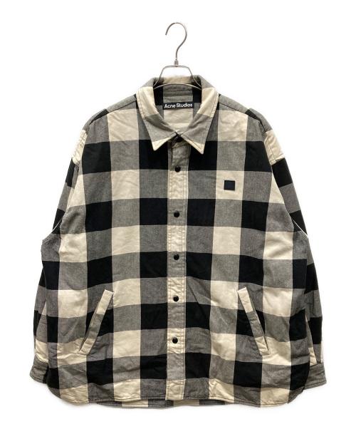 Acne studios（アクネ ストゥディオズ）ACNE STUDIOS (アクネ ストゥディオズ) 23AWフェイスパッチ中綿チェックシャツジャケット ホワイト×ブラック サイズ:Lの古着・服飾アイテム