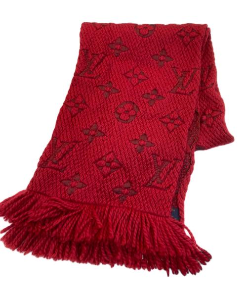 LOUIS VUITTON（ルイ ヴィトン）LOUIS VUITTON (ルイ ヴィトン) エシャルプ・ロゴマニア ウールシルク モノグラムマフラー レッドの古着・服飾アイテム