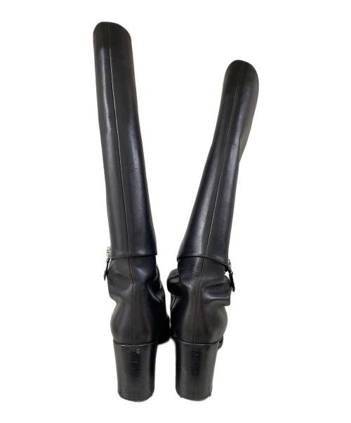 CHANEL（シャネル）CHANEL (シャネル) ココマーク チャンキーヒールレザーロングブーツ ブラック サイズ:39Cの古着・服飾アイテム