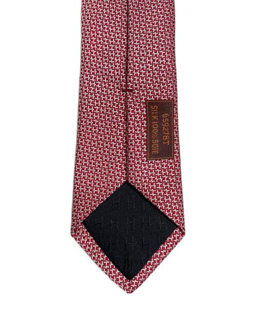 HERMES（エルメス）HERMES (エルメス) 総柄ネクタイ レッド×ホワイト サイズ:表記無しの古着・服飾アイテム