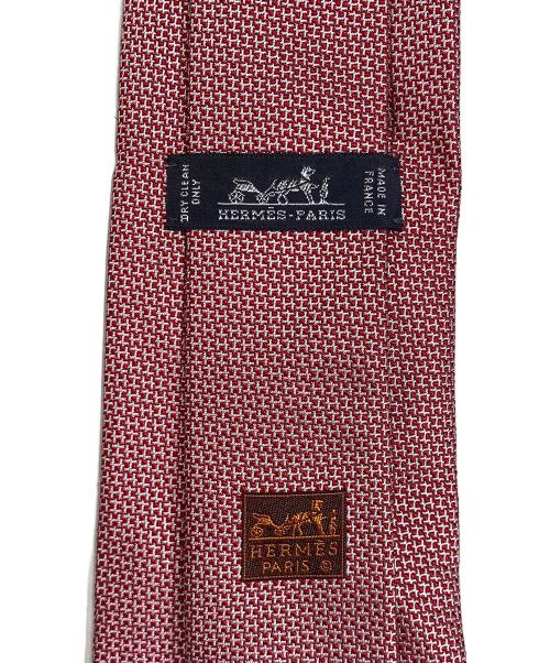 HERMES（エルメス）HERMES (エルメス) 総柄ネクタイ レッド×ホワイト サイズ:表記無しの古着・服飾アイテム